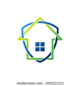 Home Security Logo Icon vector design illustration. Home Security with Shield Logo icon design concept for House and Real Estate. Smart House Secure design for website, symbol, logo, icon, app, UI.