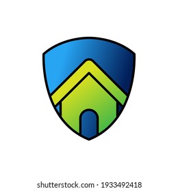 Ilustración de diseño vectorial del logotipo de seguridad del hogar. Concepto de diseño de icono de Home Security with Shield Logo para House y Real Estate. Diseño de Smart House Secure para sitio web, símbolo, logotipo, icono, aplicación, interfaz de usuario.