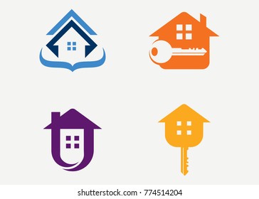 Home Security Logo Set Template Design Vector, Emblem, Design Concept, Creative Symbol, Icon