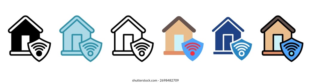 Icono de la mini ilustración de la seguridad en el hogar. Uso Para El Concepto Moderno, Impresión, Ui, Ux Kit, Web Y Desarrollo De App. Vector Relacionado Con La Tecnología, El Hogar Inteligente Y Más