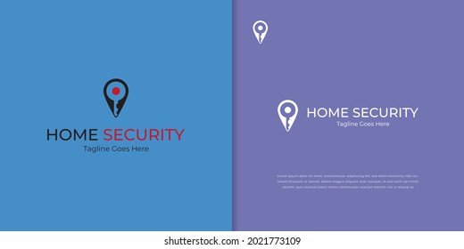 Home Security negative space logo template