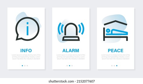 Home security onboarding vector design. Vertical presentation banners with linear icons