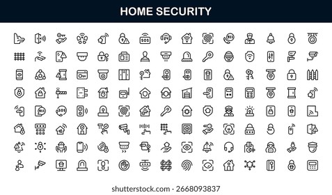 Home Security Professional Line Icon Set – Modern Minimal Vector Icons for Safety and Protection