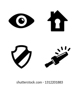 Home Security, Protect. Simple Related Vector Icons Set for Video, Mobile Apps, Web Sites, Print Projects and Your Design. Home Security, Protect icon Black Flat Illustration on White Background.