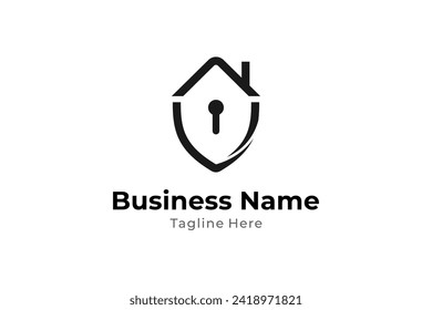 home security shield flat logo icon design template vector
