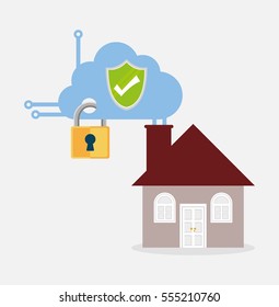 home security shield protection cloud smart vector illustration eps 10