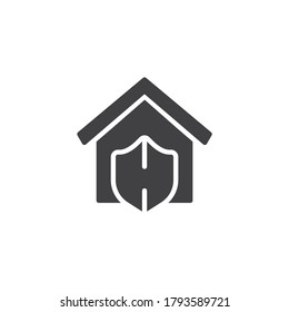 Home security shield vector icon. filled flat sign for mobile concept and web design. House protection glyph icon. Symbol, logo illustration. Vector graphics
