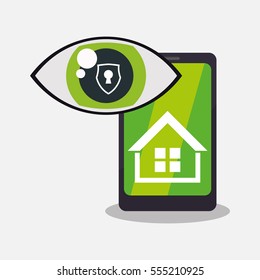 home security smartphone technology vigilance vector illustration eps 10