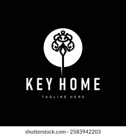 home security symbol design with key logo concept with retro vintage model simple illustration of symbol template