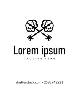 home security symbol design with key logo concept with retro vintage model simple illustration of symbol template