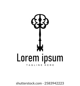 home security symbol design with key logo concept with retro vintage model simple illustration of symbol template