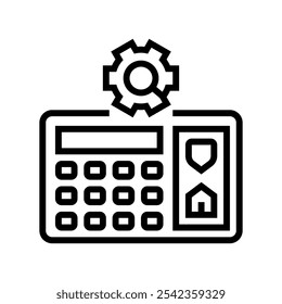 Sistema de seguridad en el hogar Comprobar el Vector de la línea de mantenimiento Icono Sistema de seguridad en el hogar Comprobar el signo de mantenimiento