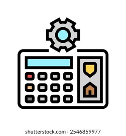 Sistema de seguridad en el hogar Comprobar el mantenimiento Icono de color Vector. Sistema de seguridad en el hogar Comprobar el mantenimiento