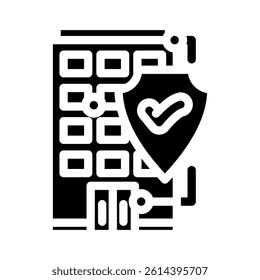 home security system check maintenance glyph icon vector. home security system check maintenance sign. isolated symbol illustration