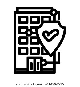 home security system check maintenance line icon vector. home security system check maintenance sign. isolated contour symbol black illustration