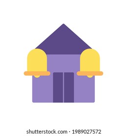 Home Security System Icon Konzept, Home Alarm, Schutz. Haus- und Glockengrafik. flacher Cartoon-Stil. Vektordesign-Elemente