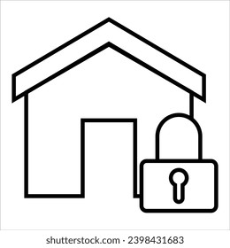 Sistema de seguridad residencial, icono de línea de seguros, signo, símbolo