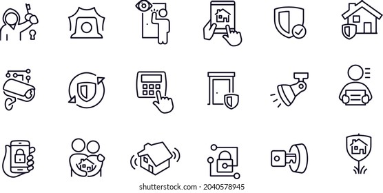 Home Security Thin Line Icons vector design 