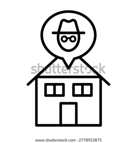 Home security threat icon with house and anonymous intruder in speech bubble data protection security anonymous