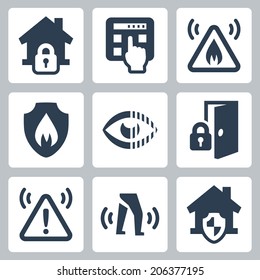 Home security vector icons set