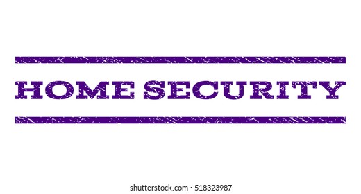 Home Security watermark stamp. Text caption between horizontal parallel lines with grunge design style. Rubber seal stamp with scratched texture.