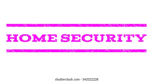 Home Security watermark stamp. Text caption between horizontal parallel lines with grunge design style. Rubber seal stamp with scratched texture.