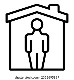 Home self isolation icon outline vector. Coronavirus work. Virus house