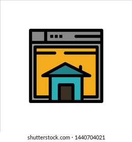 Home, Sell, Web, Layout, Page, Website  Flat Color Icon. Vector icon banner Template