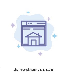 Home, Sell, Web, Layout, Page, Website Blue Icon on Abstract Cloud Background. Vector Icon Template background