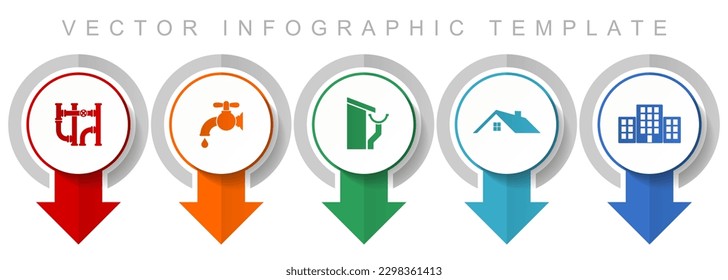 Home service icon set, miscellaneous pointer icons such as pipe, tap, roof and gutter, house and building for webdesign and mobile applications, modern design infographic vector template