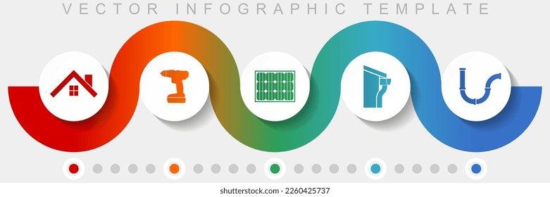 Home service infographic vector template with icon set, miscellaneous icons such as house, drill, solar energy, roof and gutter and pipe for webdesign and mobile applications