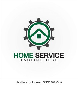 Home service logo, design concept gear and home, suitable for renovation, rebuild companies, and companies that provide home maintenance