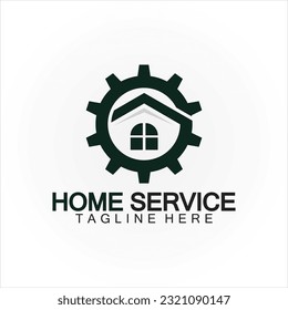 Home service logo, design concept gear and home, suitable for renovation, rebuild companies, and companies that provide home maintenance