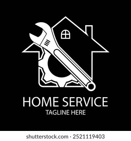 home service logo design vector on black background