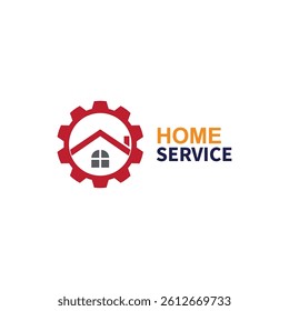 home service logo design vector illustration  home gear logo template