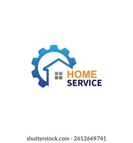 home service logo design vector illustration  home gear logo template