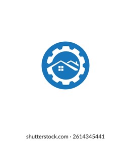 home service logo design vector illustration  home gear logo template