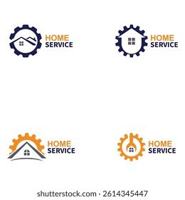 home service logo design vector illustration  home gear logo template