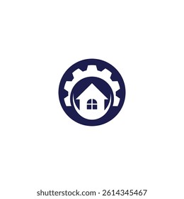 home service logo design vector illustration  home gear logo template
