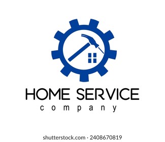 home service logodesign template 
house hammer and nails gear background
