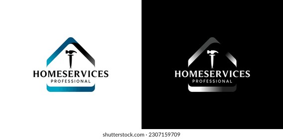 Home service vector logo template, home service and repair logo design, house roof