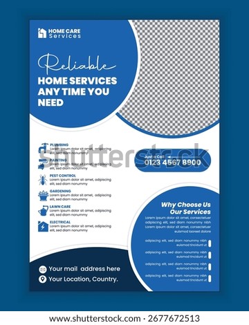 Home Services Flyer Design Template Plumbing Electrical Painting Lawn Care Gardening Professional Print Advertising Poster Brochure Layout