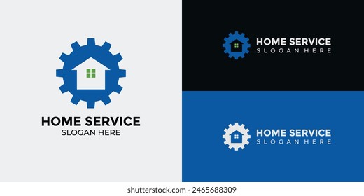 home services logo in green and blue