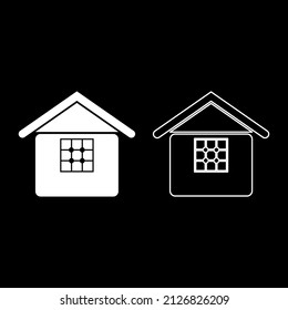 Home set icon white color vector illustration image simple solid fill outline contour line thin flat style