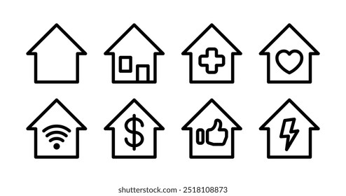 Home set icons. Linear style. Vector icons.