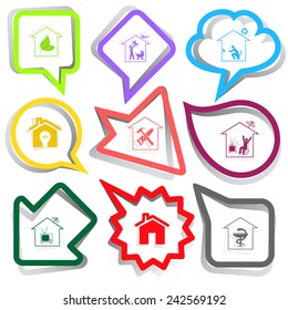 Home set. Paper stickers. Vector illustration.
