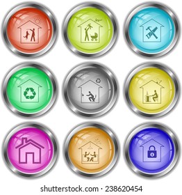 Juego de casa. Botones de Internet vectores.