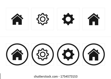 Juego de iconos Inicio y configuración. vector de símbolo de iconos Web.