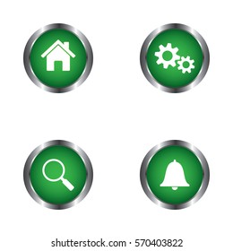 Home, settings, search and notification web buttons vector design isolated on white background