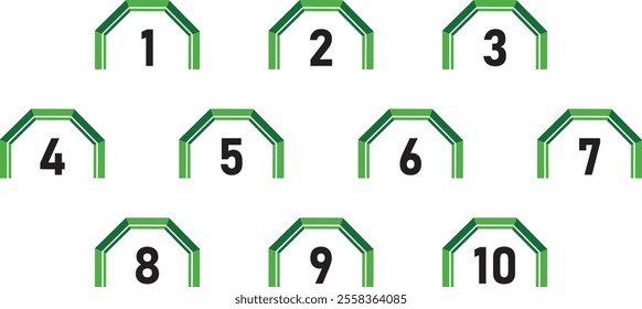 Home shape green bullet number set